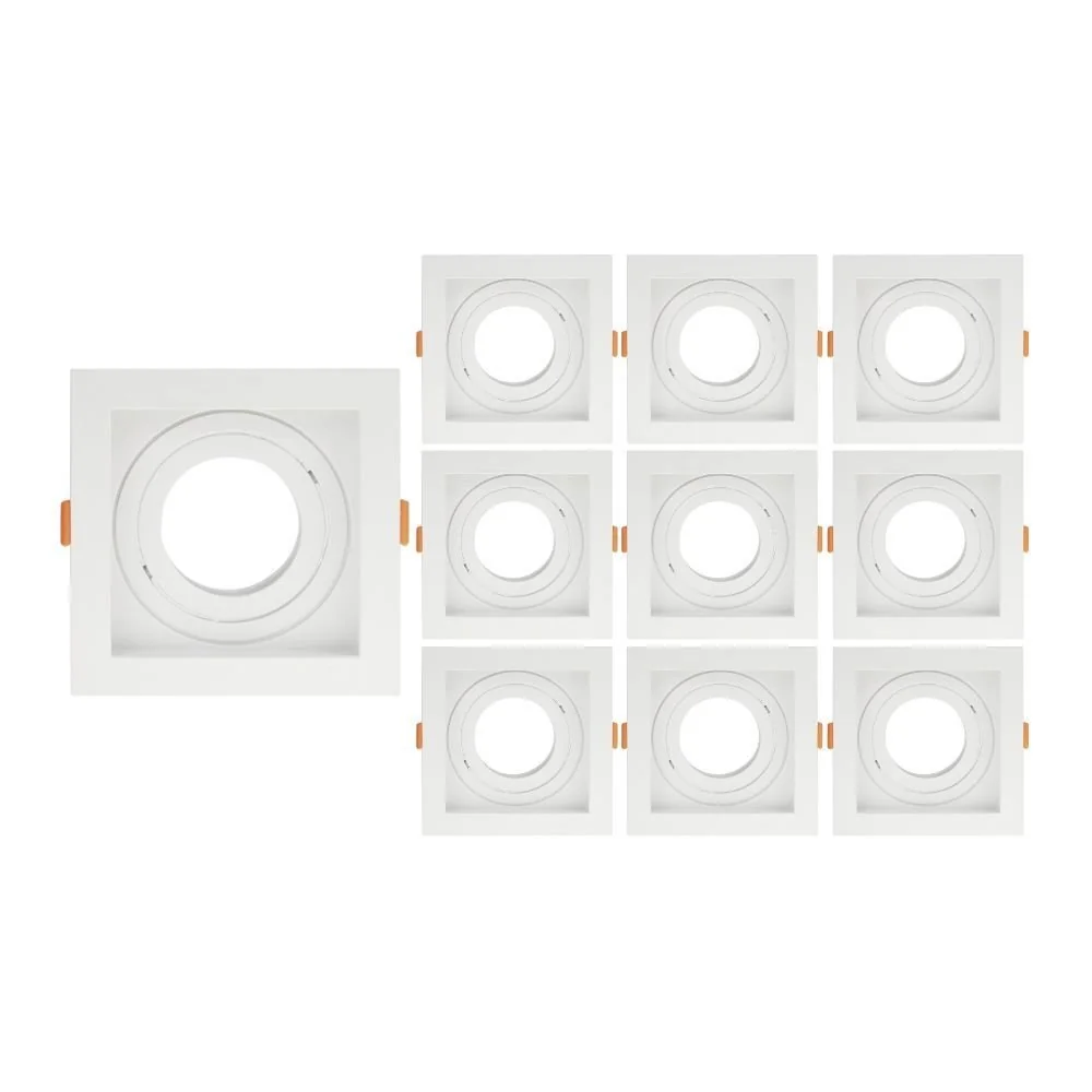 10 Spots De Embutir Recuado Taschibra Conecta Para Lâmpada Par 20 Quadrado Branco