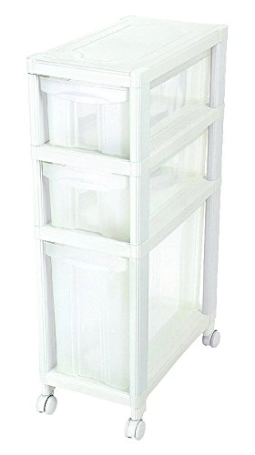 Gaveteiro Organizador Estreito 3 Gavetas Com Rodinhas Branco