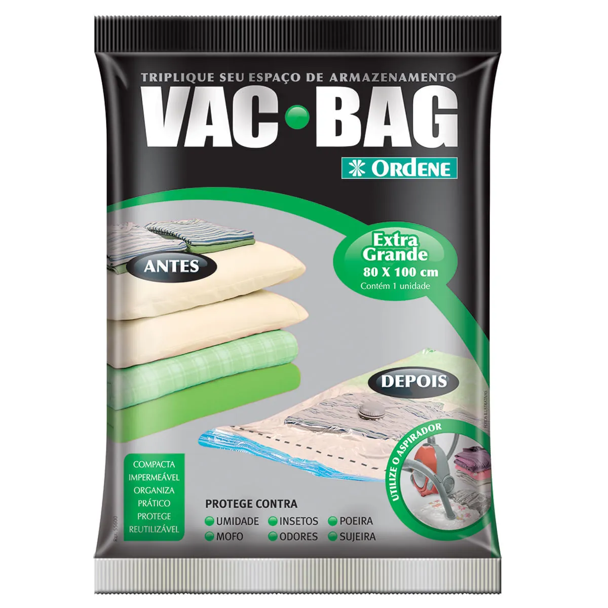 Embalagem Saco a Vácuo para Roupas Vac Bag 55600 80x100cm Ordene