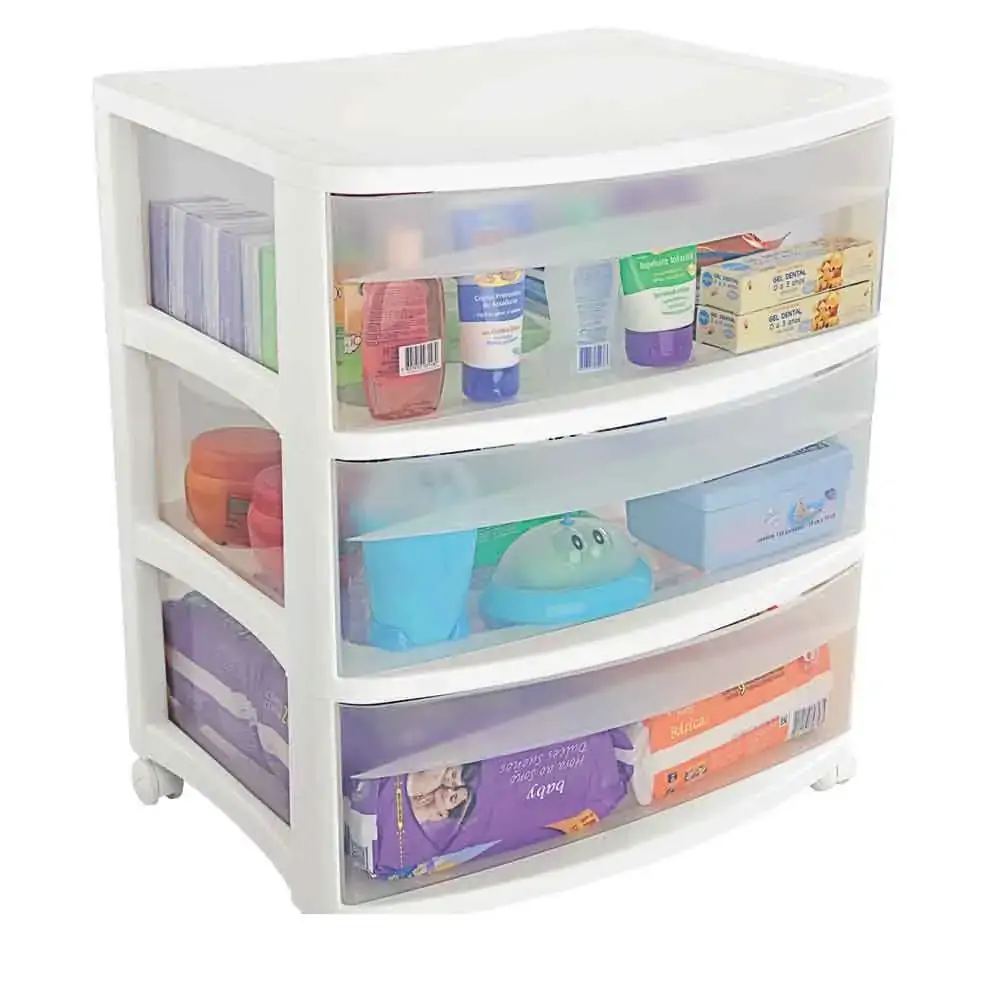 Gaveteiro Plastico Largo C/3 Gavetas