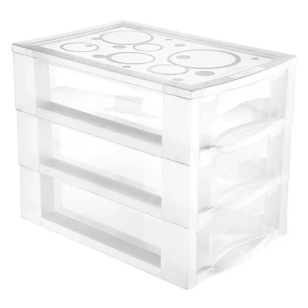 Gaveteiro Plástico com 3 Gavetas M Ordene Cristal OR81300