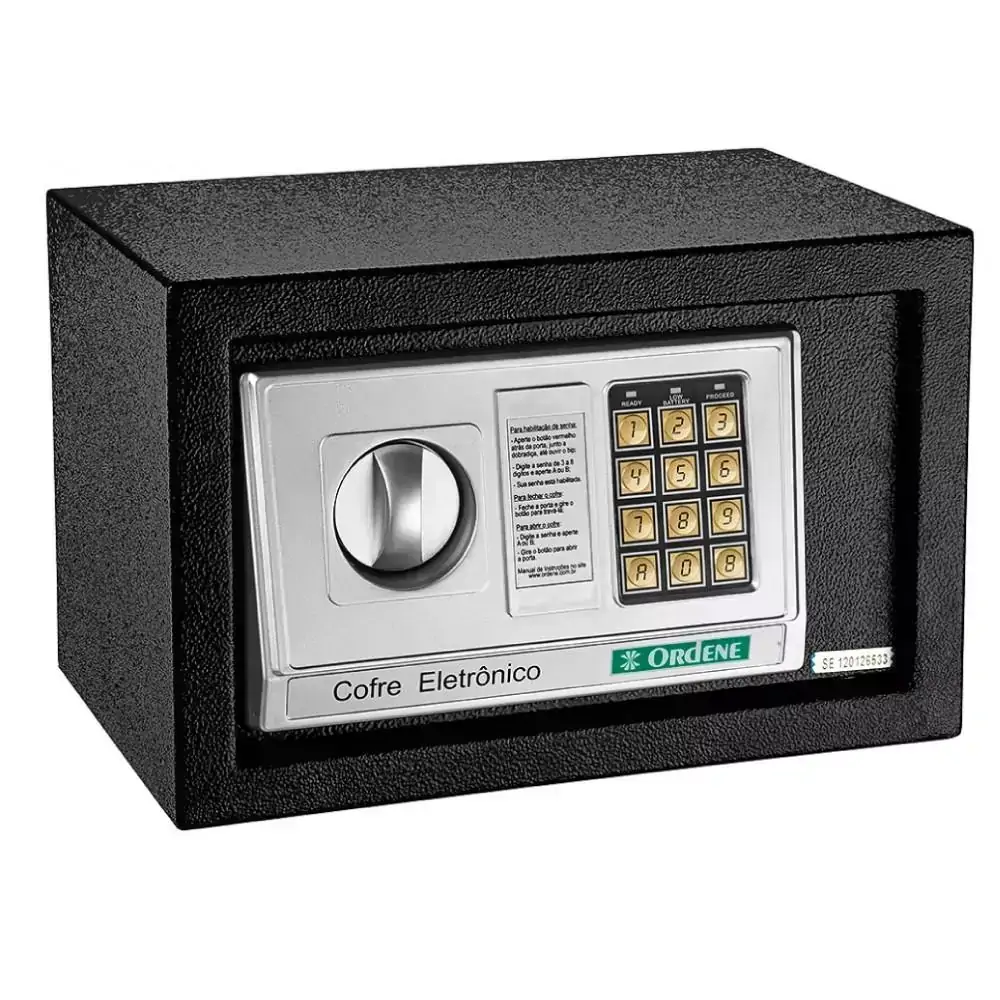 Cofre Eletrônico Digital em Aço Preto Ordene