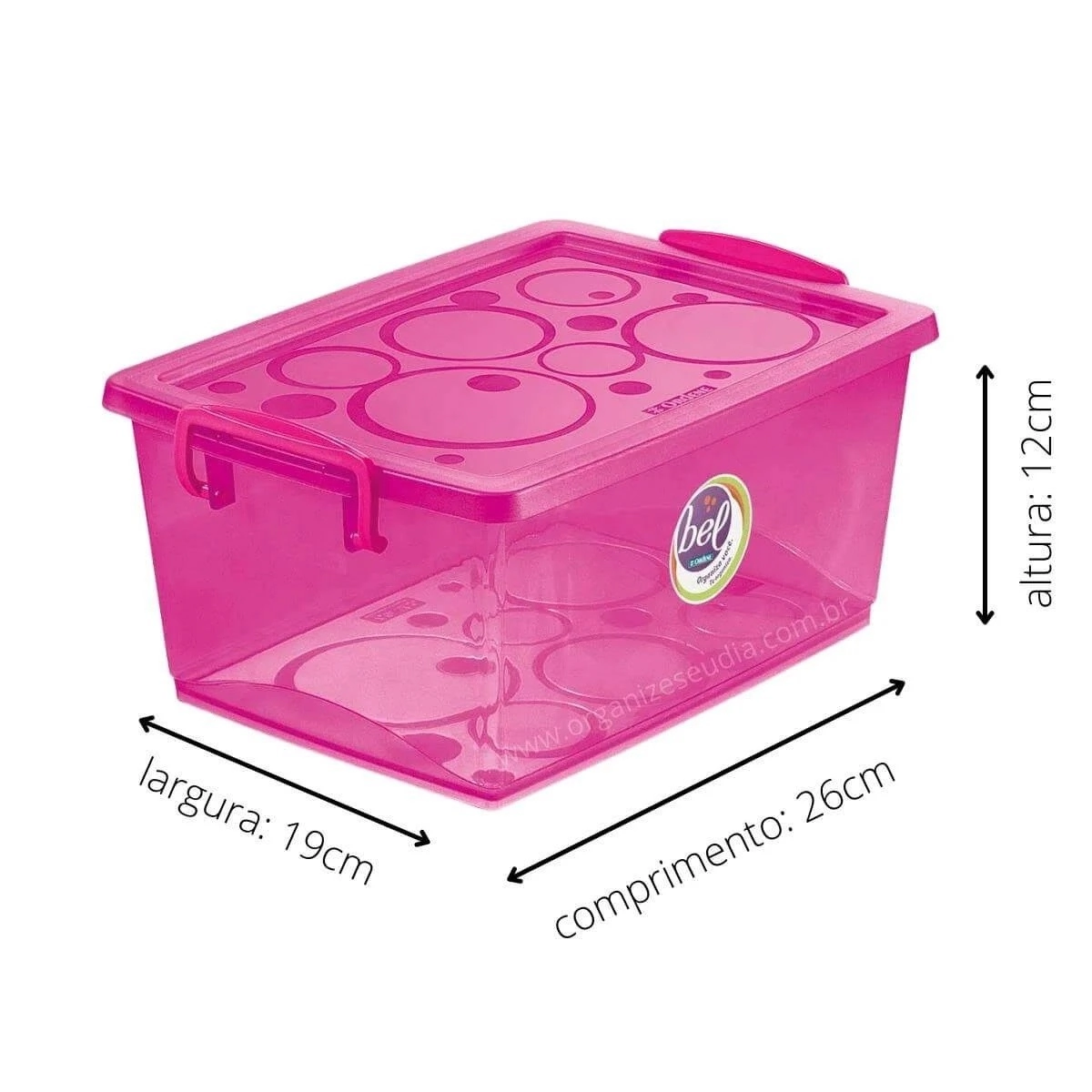 Caixa Organizadora Com Trava 4L Rosa Pink Ordene
