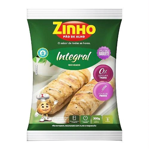Pão De Alho Integral Recheio Requeijão Zinho Pacote 300g