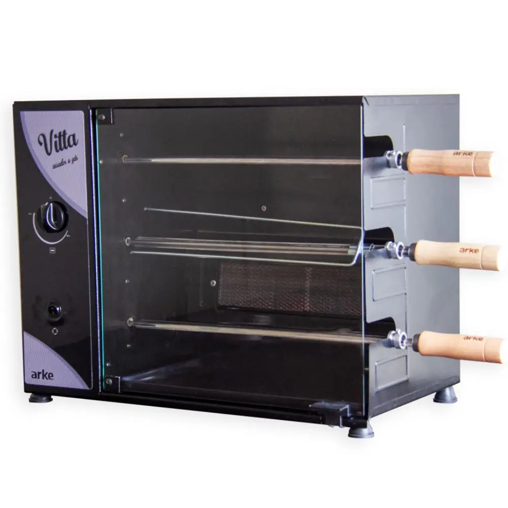 Assador Gas Glp Rotativo Arke Vitta 03 Espetos 220v Bancada (5292)