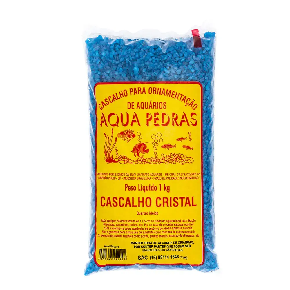 Substrato Para Aquários Aqua Pedras Cascalho De Quartzo Natural N° 02 Azul Celeste