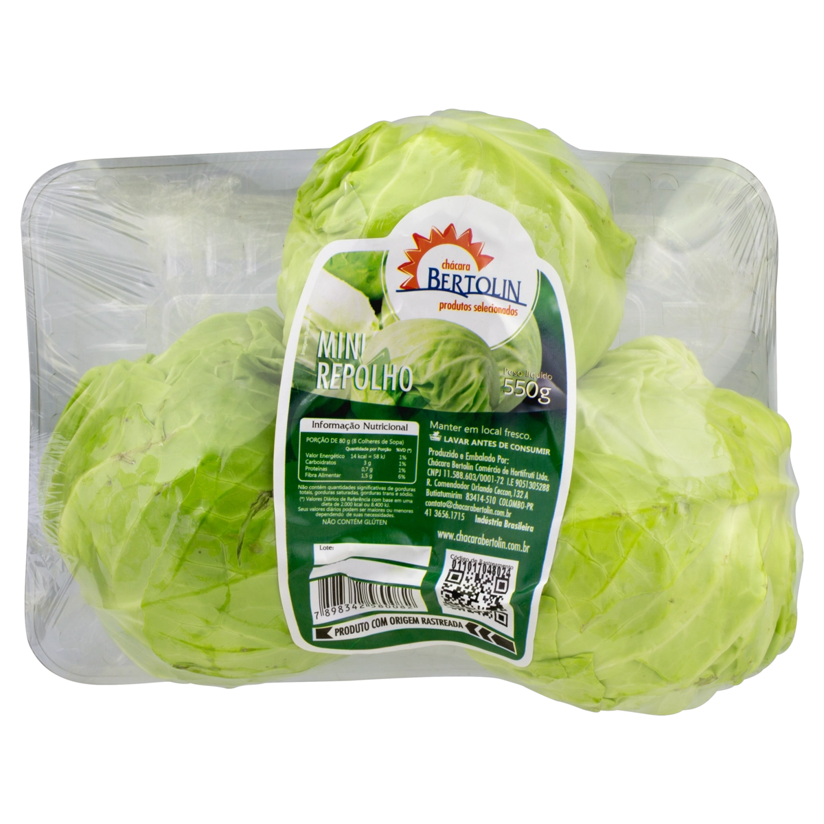 Mini Repolho Verde Chácara Bertolin 550g