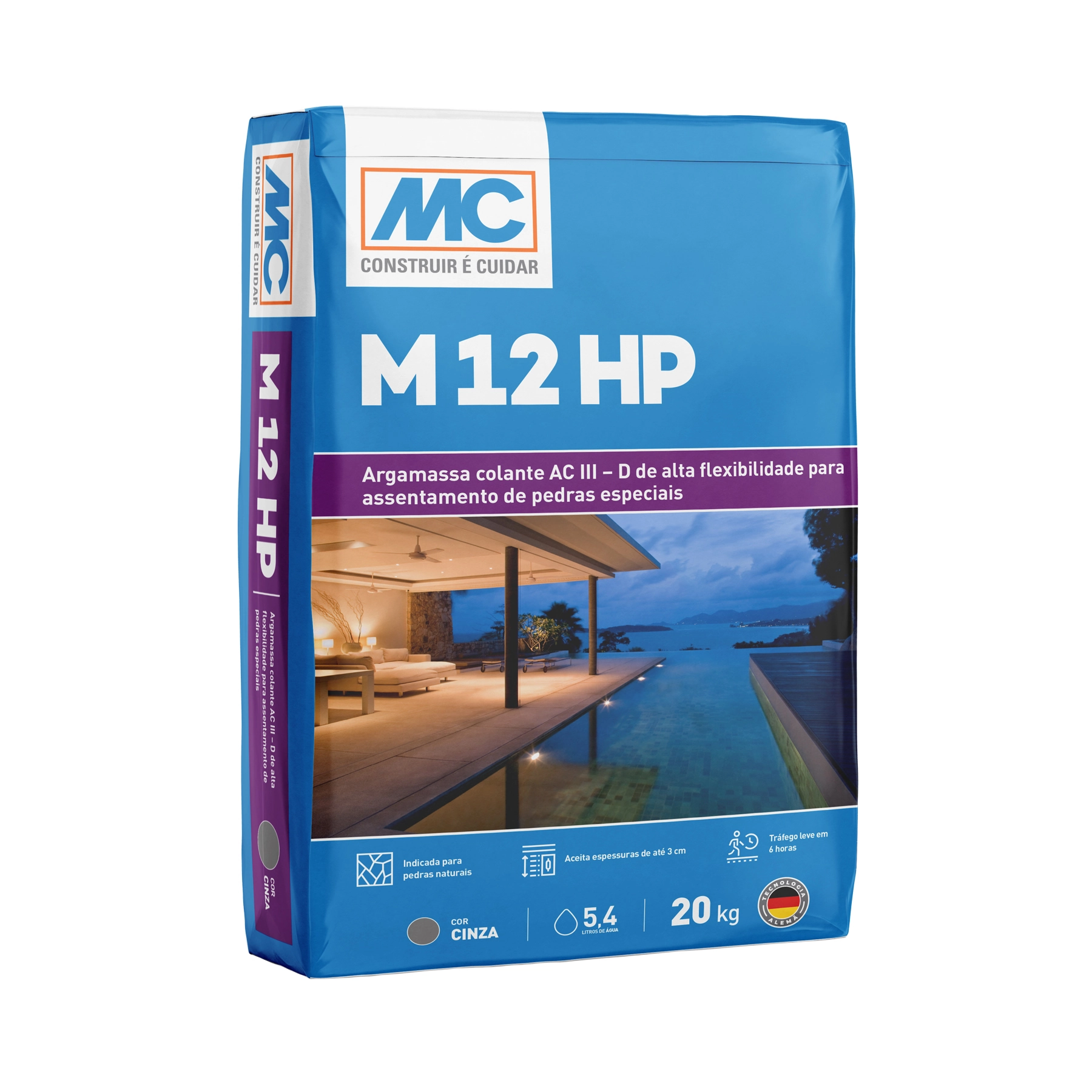 Argamassa ACIII Interno e Externo 20kg Ultra Flexível M12 HP Cinza MC Bauchemie