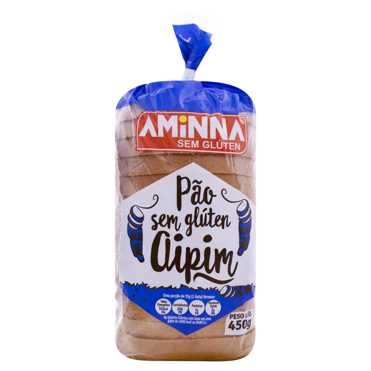 Pão Aipim Sem Glúten Aminna Pacote 450g