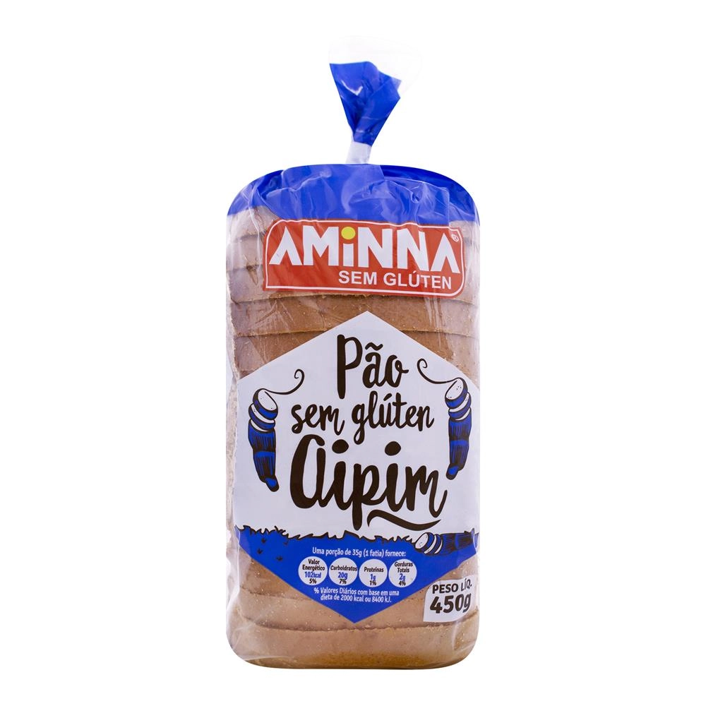 Pão Aipim Sem Glúten Zero Açúcar Aminna Pacote 450g