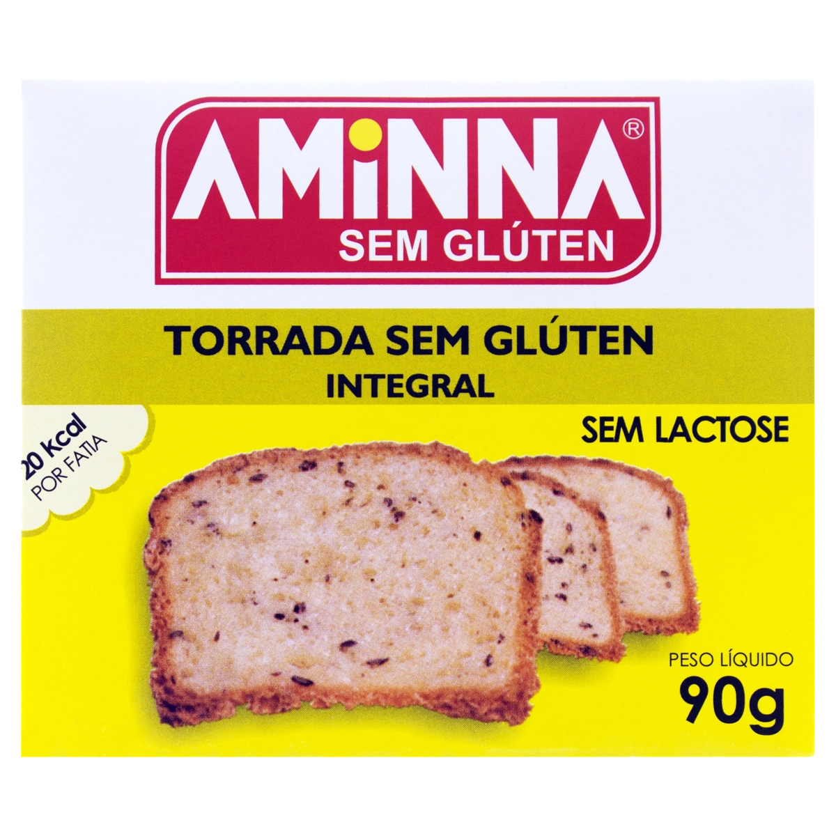 Torrada Integral sem Glúten Zero Lactose AMINNA Caixa 90g