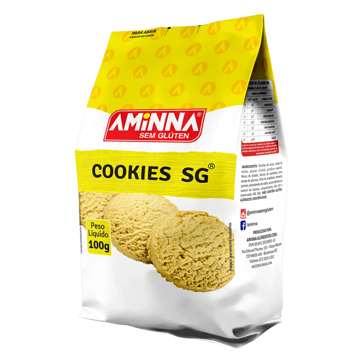 Biscoito Cookie Sem Glúten Aminna Pacote 100g