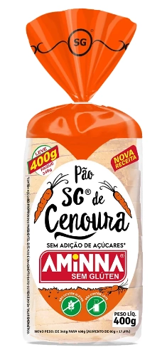 Pão Cenoura Sem Glúten Zero Açúcar Aminna Pacote 340g