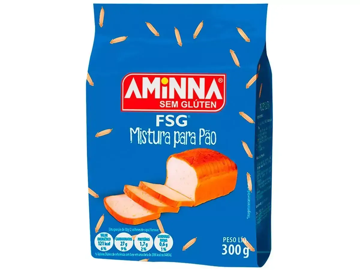 Farinha Arroz Mistura para Pão FSG Sem Glúten 300g Aminna