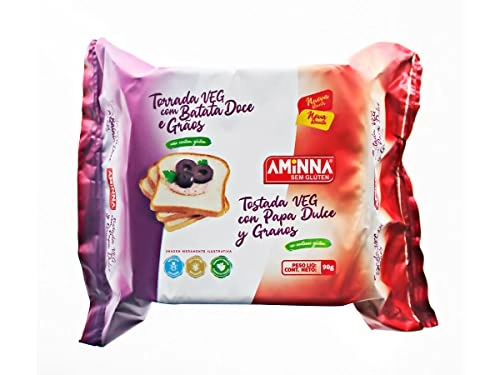 Torrada com Batata Doce e Grãos Vegana Sem Glúten Aminna 90g