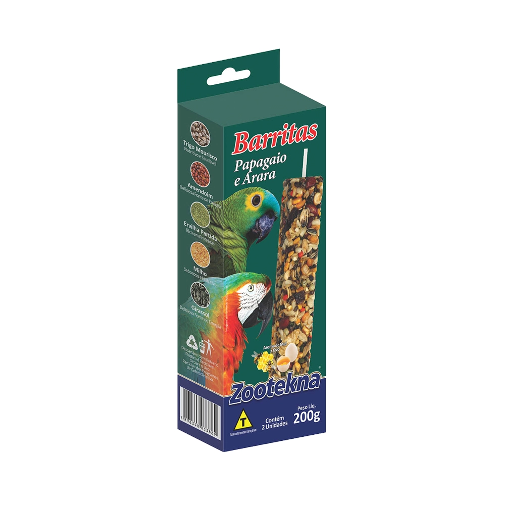 Barrinhas P/ Pássaros Papagaios/200g Zootekna