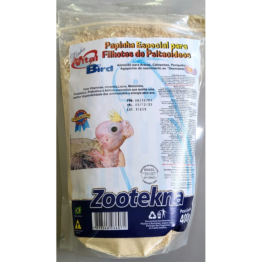 Ração Zootekna Para Psitacídeos Papinha 400g