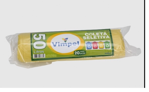 Saco Lixo Vimpel 50l Seletiva Amarelo