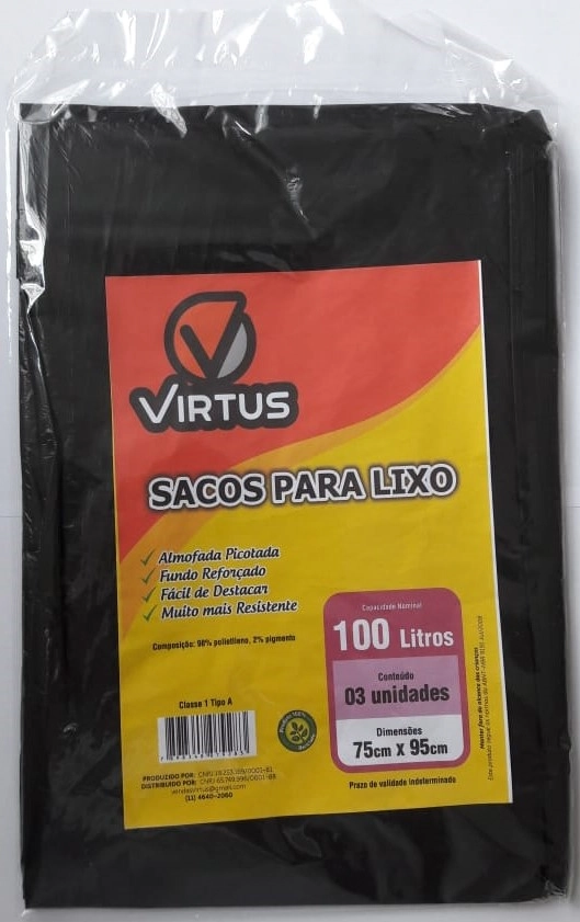 Saco De Lixo Virtus 100l C/3 Preto