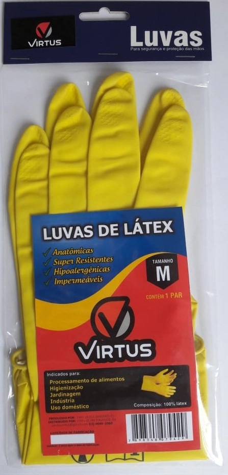 Luva Latex Virtus Par Amarela Tam M