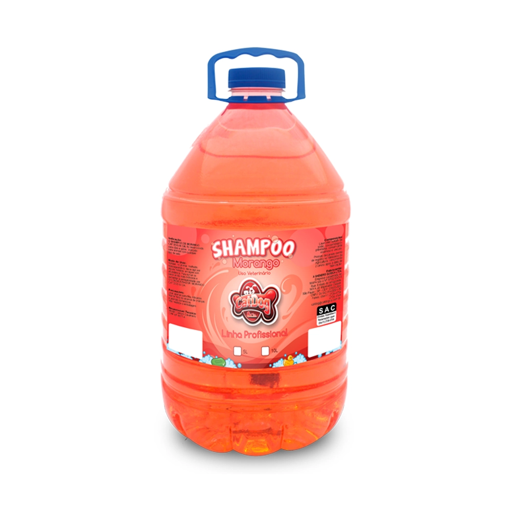 Shampoo Morango Catdog Cia Linha Profissional Para Cães E Gatos 5 Litros