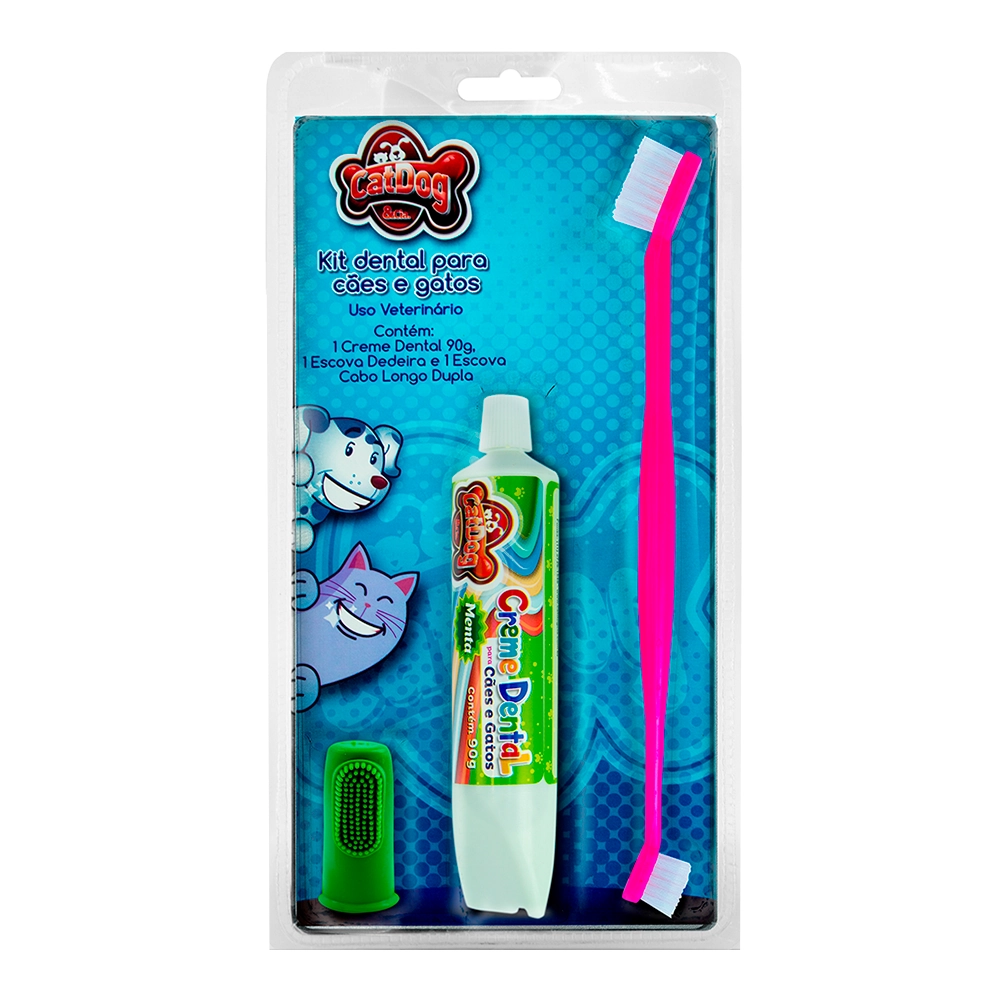 Kit Creme Menta 1 Escova 1 Dedeira Catdog