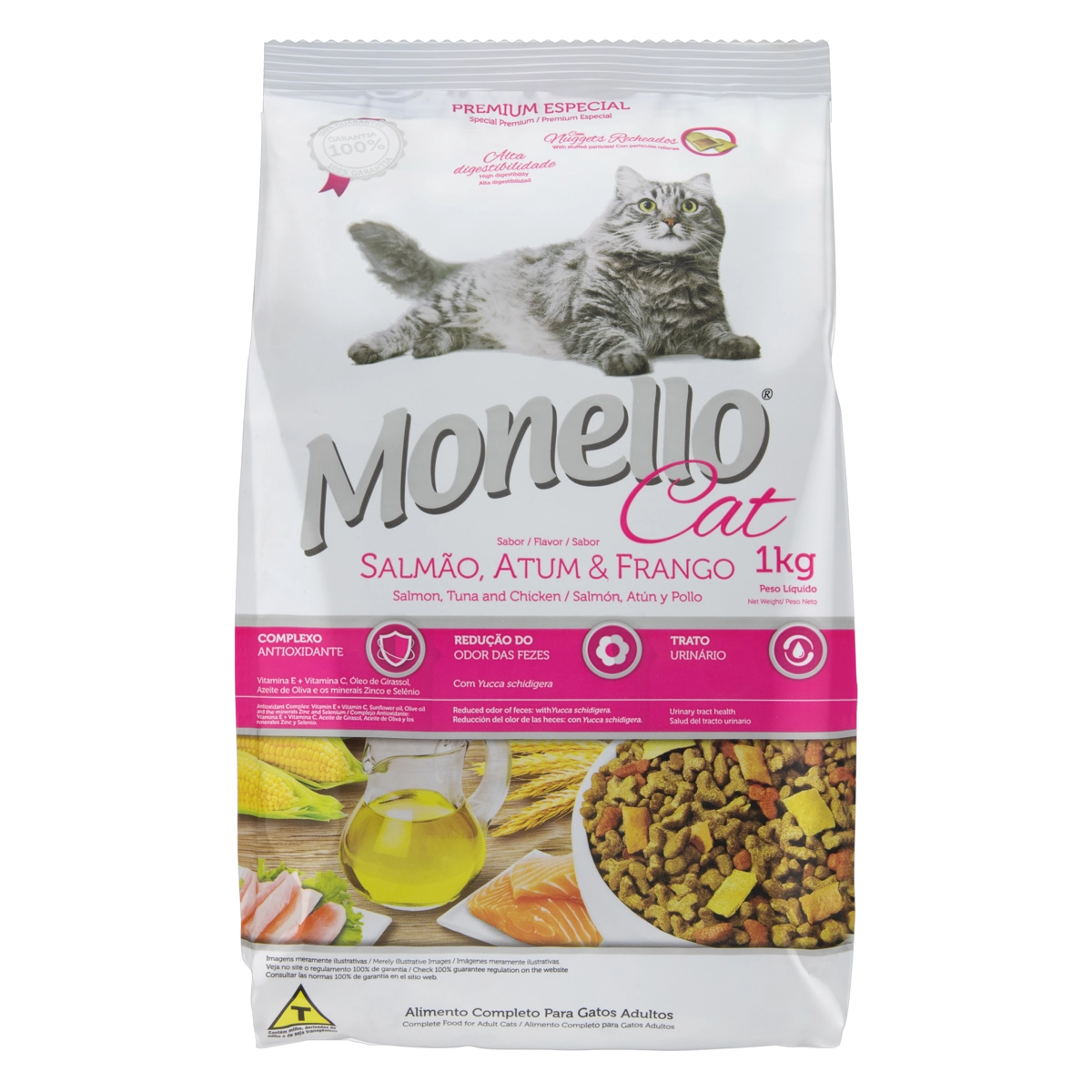 Alimento Para Gatos Adultos Salmão, Atum E Frango Monello Pacote 1kg