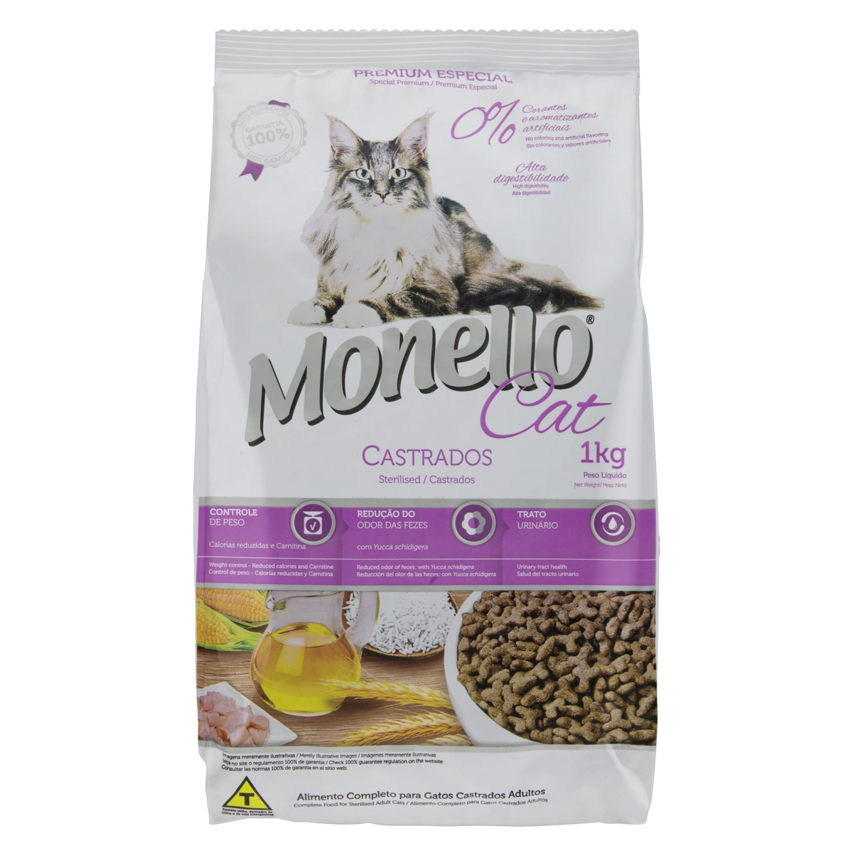Alimento Para Gatos Castrados Adultos Monello Pacote 1kg