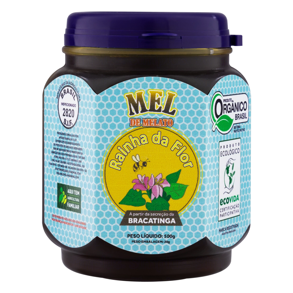 Mel Melato Da Bracatinga Orgânico Rainha Da Flor Pote 500g