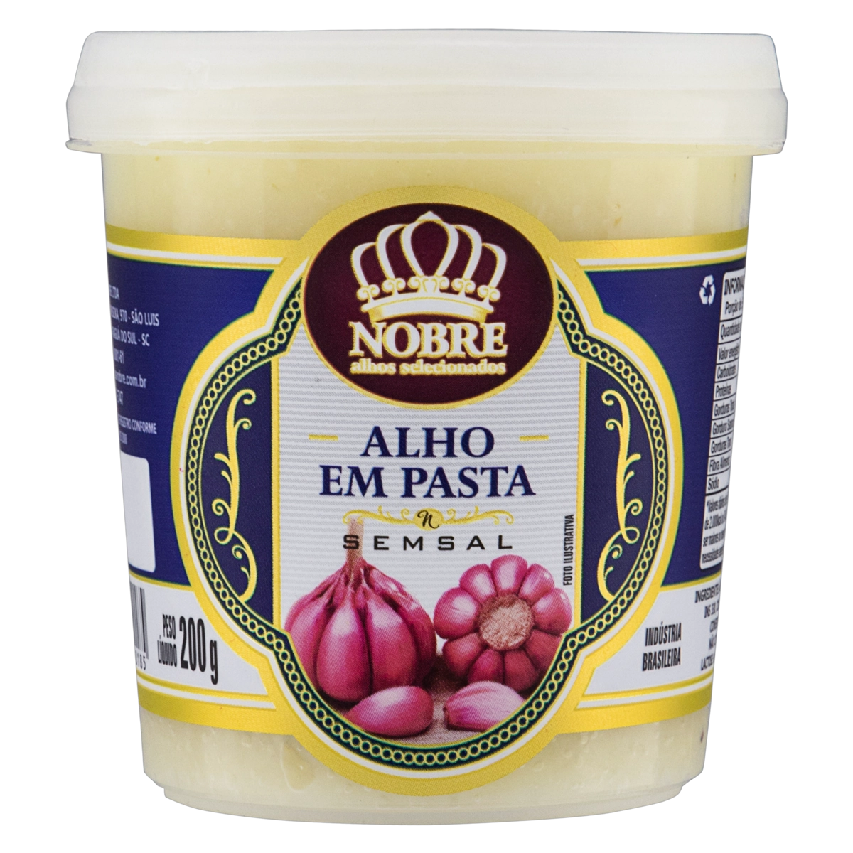 Alho Em Pasta Sem Sal Nobre Pote 200g