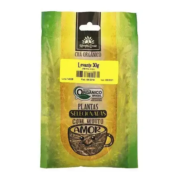 Levante Chá Orgânico Puro 100 % Folhas 30 g Kampo de Ervas