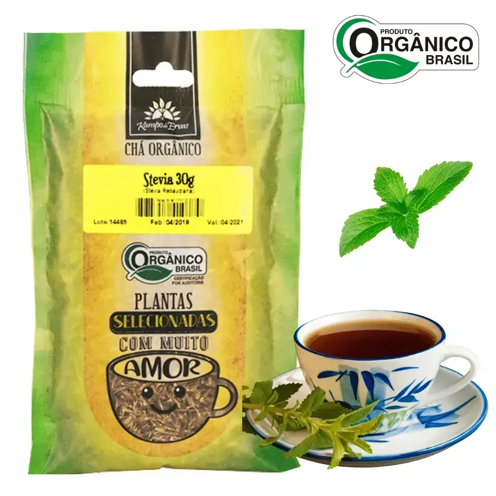 Stévia Chá Orgânico 100 % Folhas 30 g Kampo de Ervas