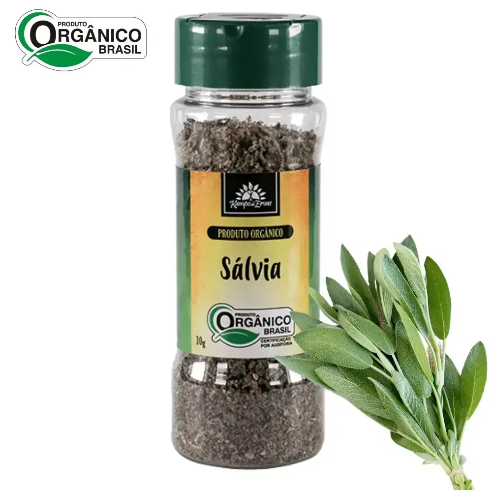 Sálvia Orgânica desidratado Kampo de Ervas frasco com 10 g