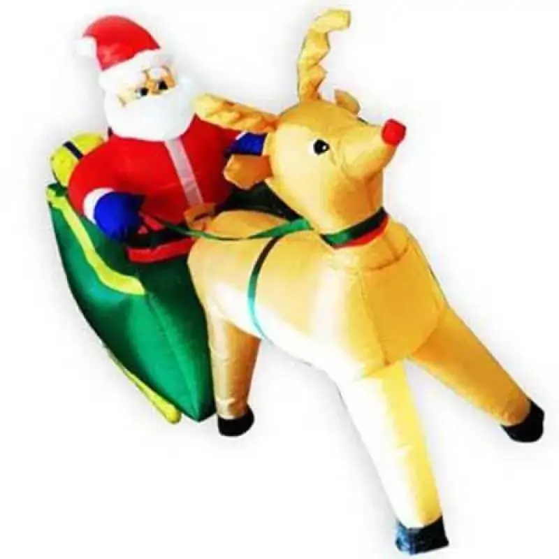 Papai Noel Com Rena Inflavel De Natal Decorativo No Treno