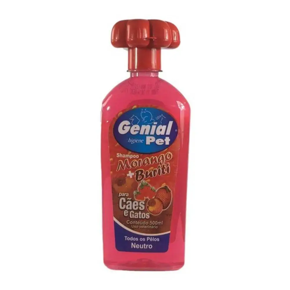 Shampoo Morango Para Caes E Gatos Genial Pet 500 M