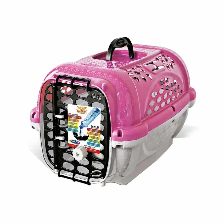 Caixa De Transporte Panther Pop Plast Pet Para Cães E Gatos Rosa