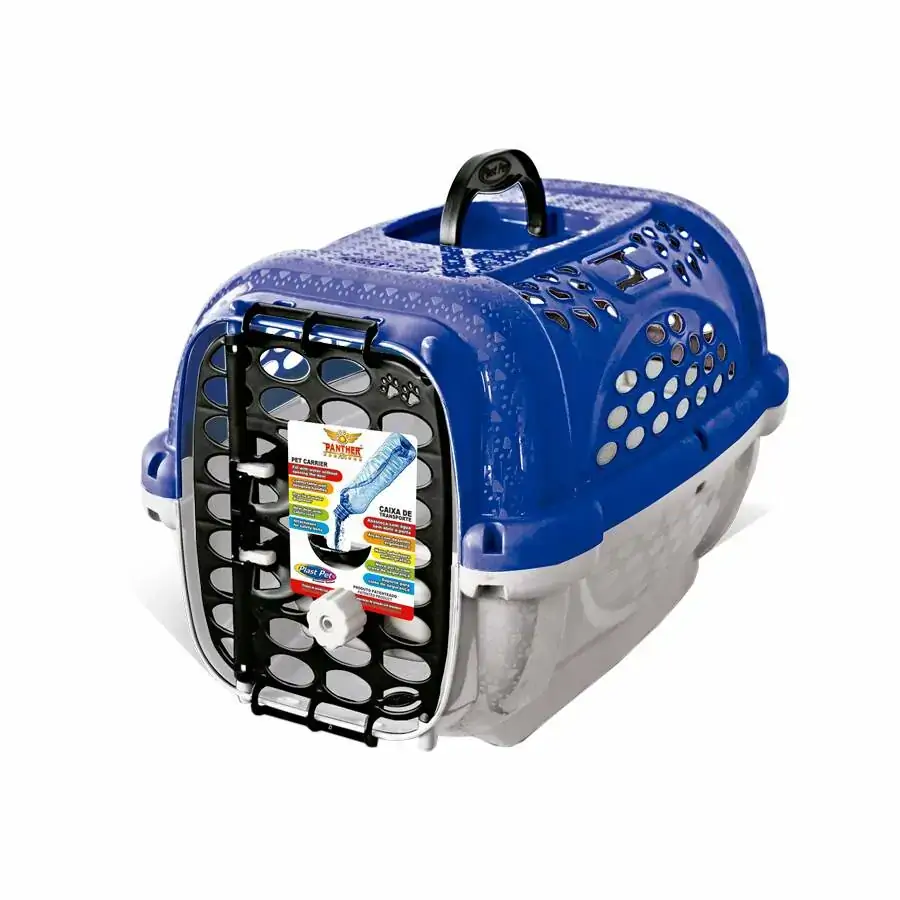 Caixa De Transporte Panther Pop Plast Pet Para Cães E Gatos Azul