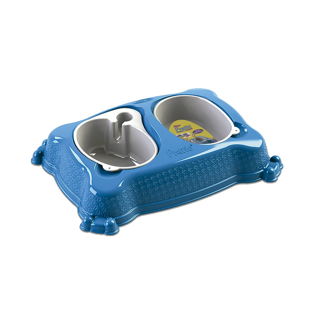 Comedouro E Bebedouro Azul Plast Pet New Pratic Pequeno