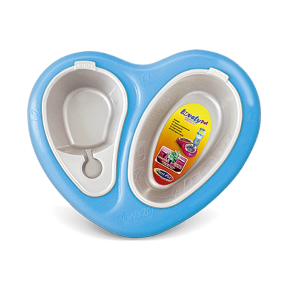 Comedouro Duplo Plast Pet Lovely Azul Medio