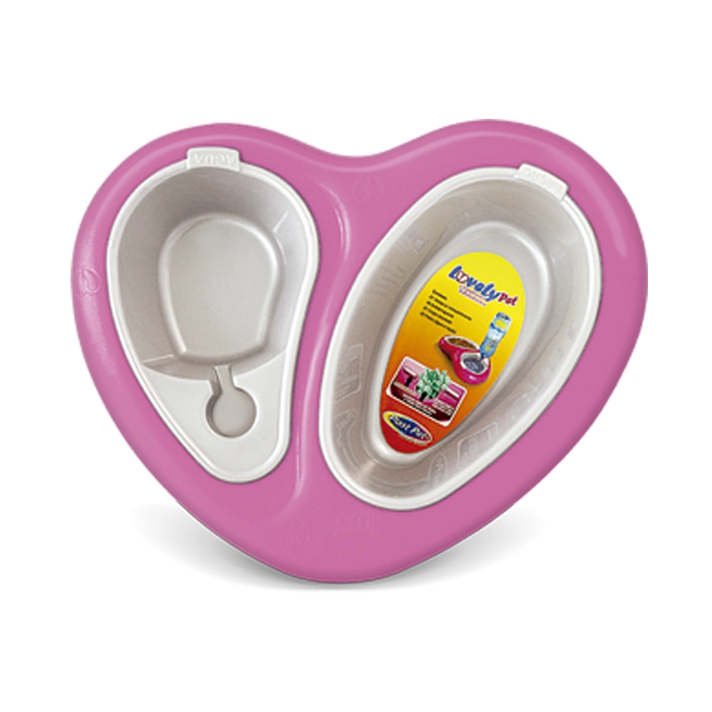 Comedouro Duplo Plast Pet Lovely Rosa Grande