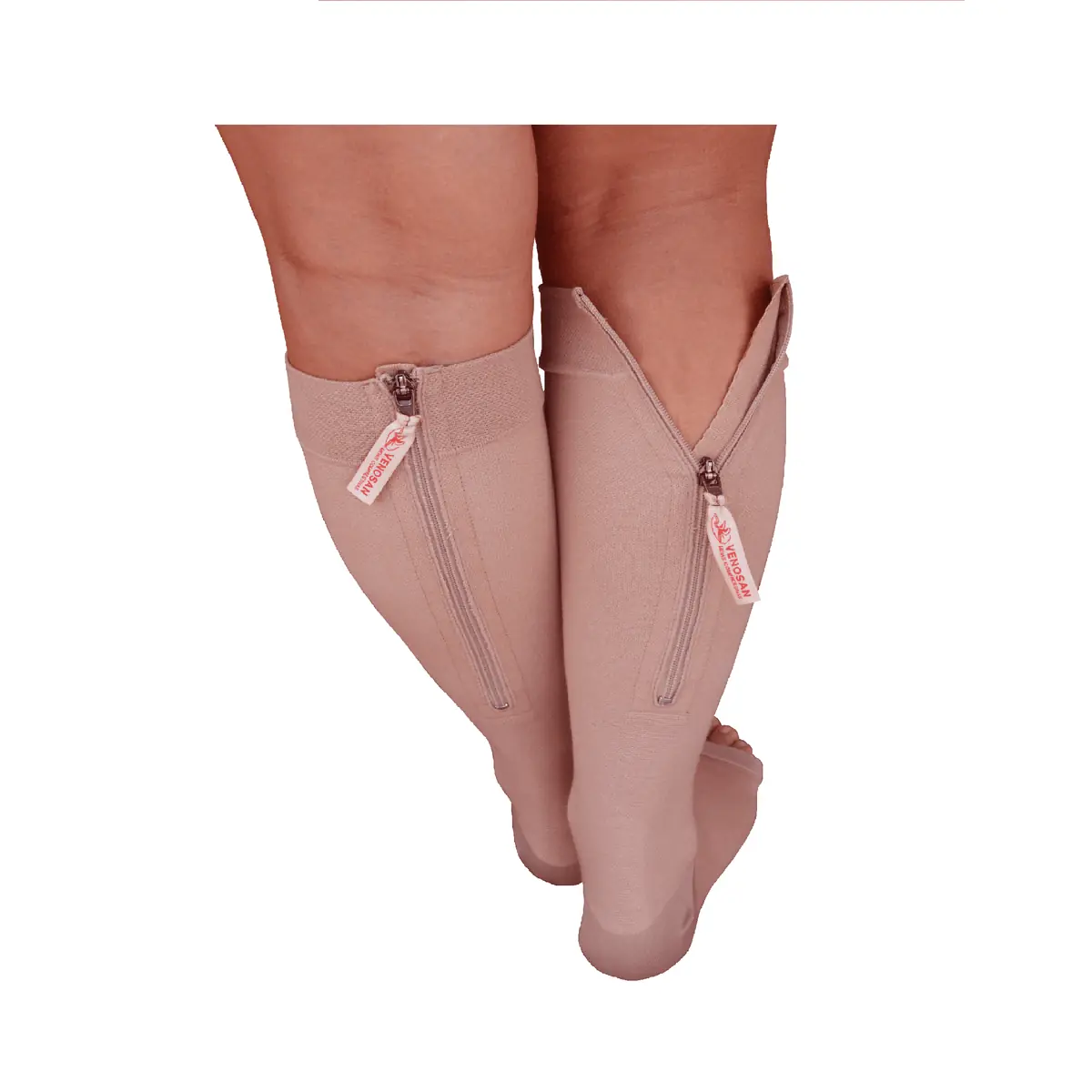 Meia 3/4 Comfortline Cotton com Zíper 20-30Mmhg Bege Longa Tam XG