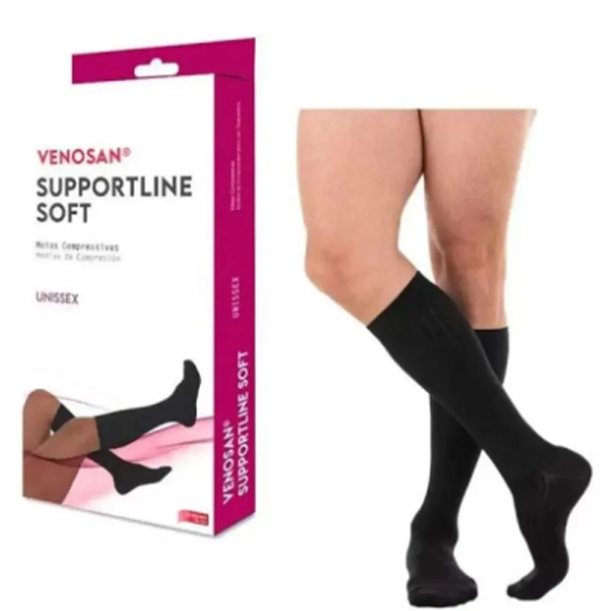 Meia de Compressao Venosan Supportline Soft Comp 18-22mmhg AD Preto - XG preto