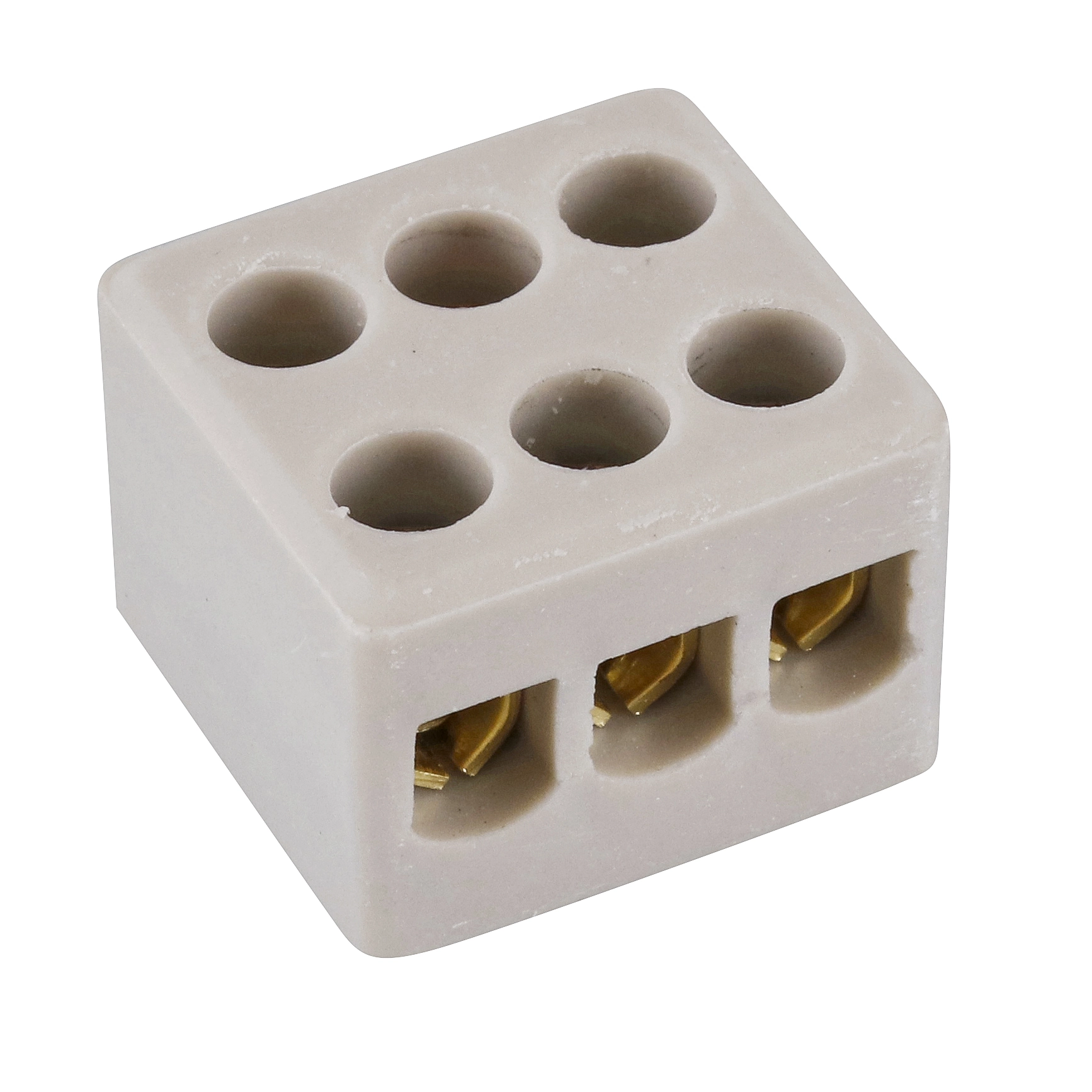 Conector Tripolar Cerâmico 3 Bornes 6mm Branco Incer Morumbi