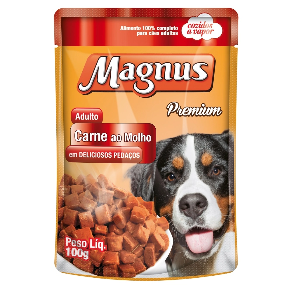 Ração Cães Adultos Carne Ao Molho 100g Magnus