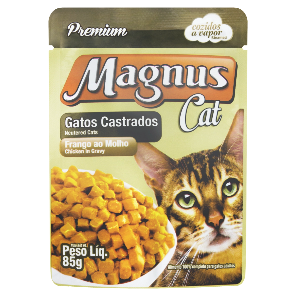 Alimento Para Gatos Castrados Adultos Frango Ao Molho Magnus Sachê 85g