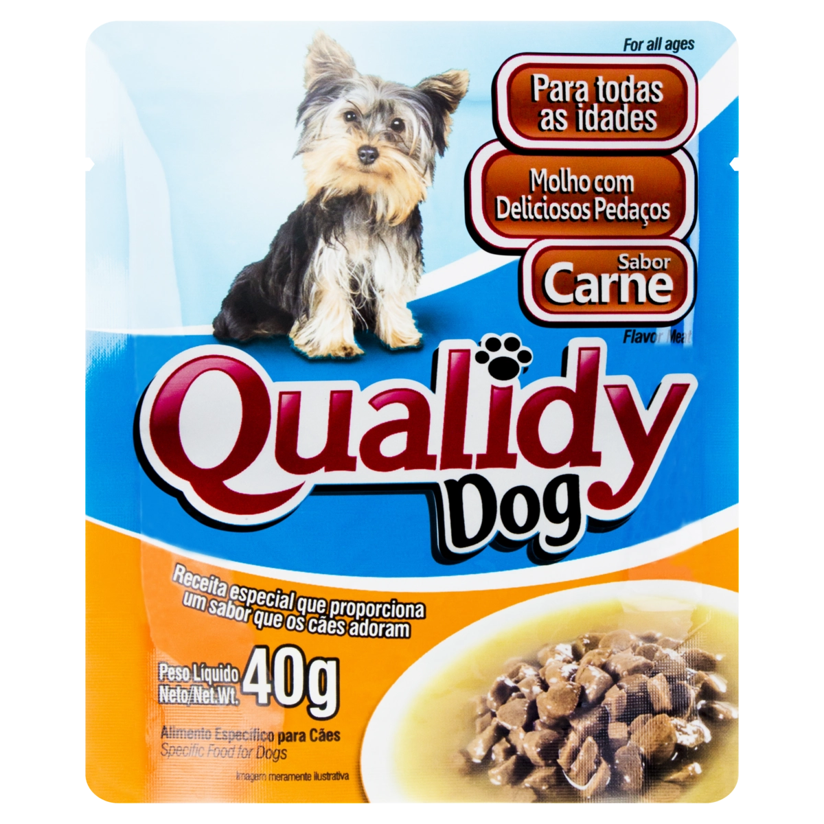 Alimento Para Cães De Todas As Idades Carne Qualidy Sachê 40g