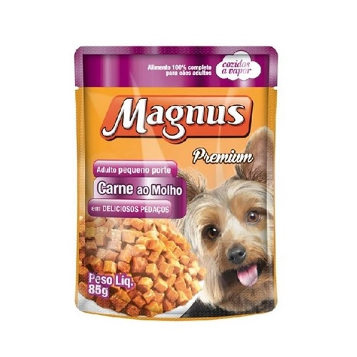 Racao P/caes Magnus 85g Adulto Carne C/molho