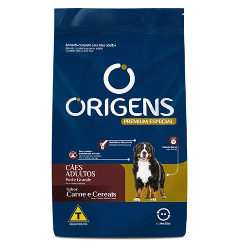 Ração Origens Cão Adulto Grande Carne e Cereais 15kg