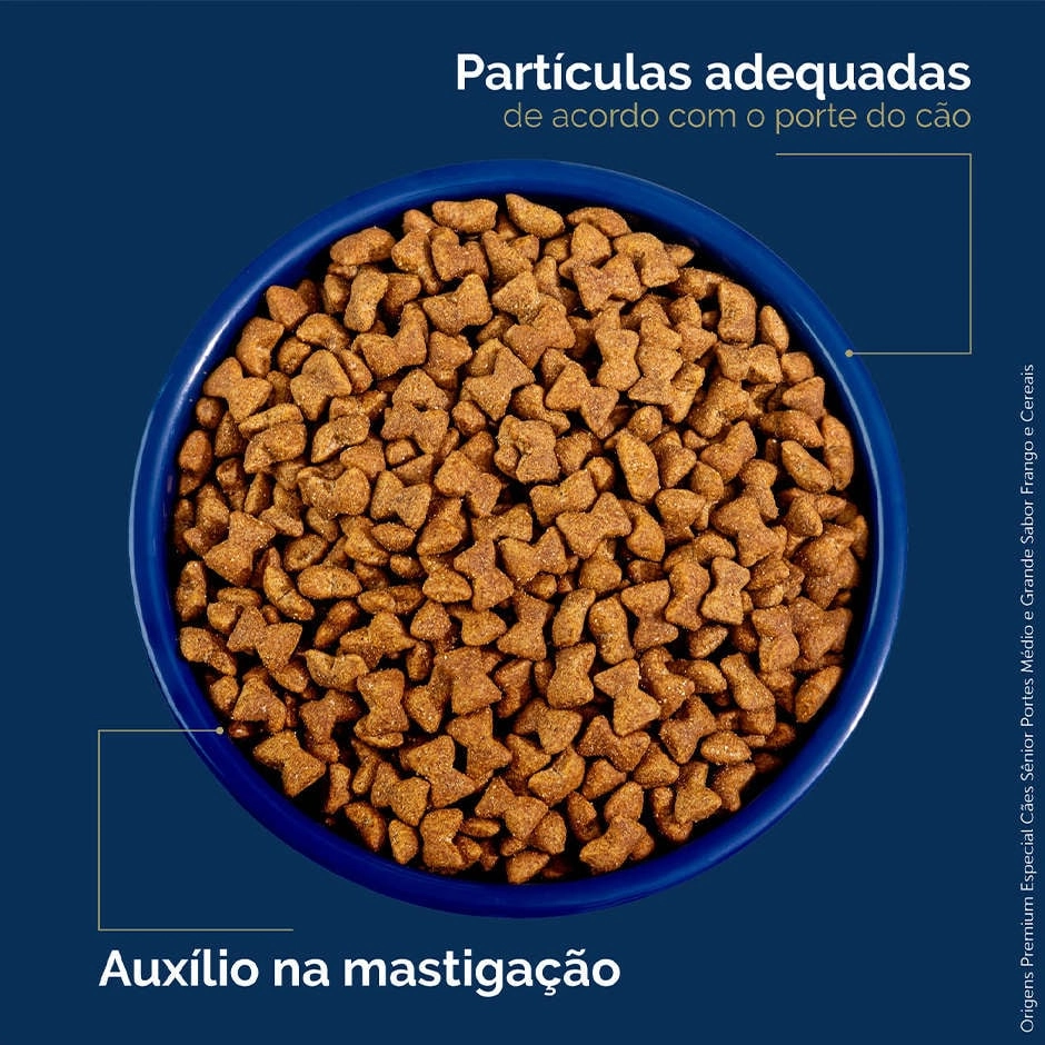 Ração Origens Cães Sênior Médio e Grande Carne e Cereais 15kg