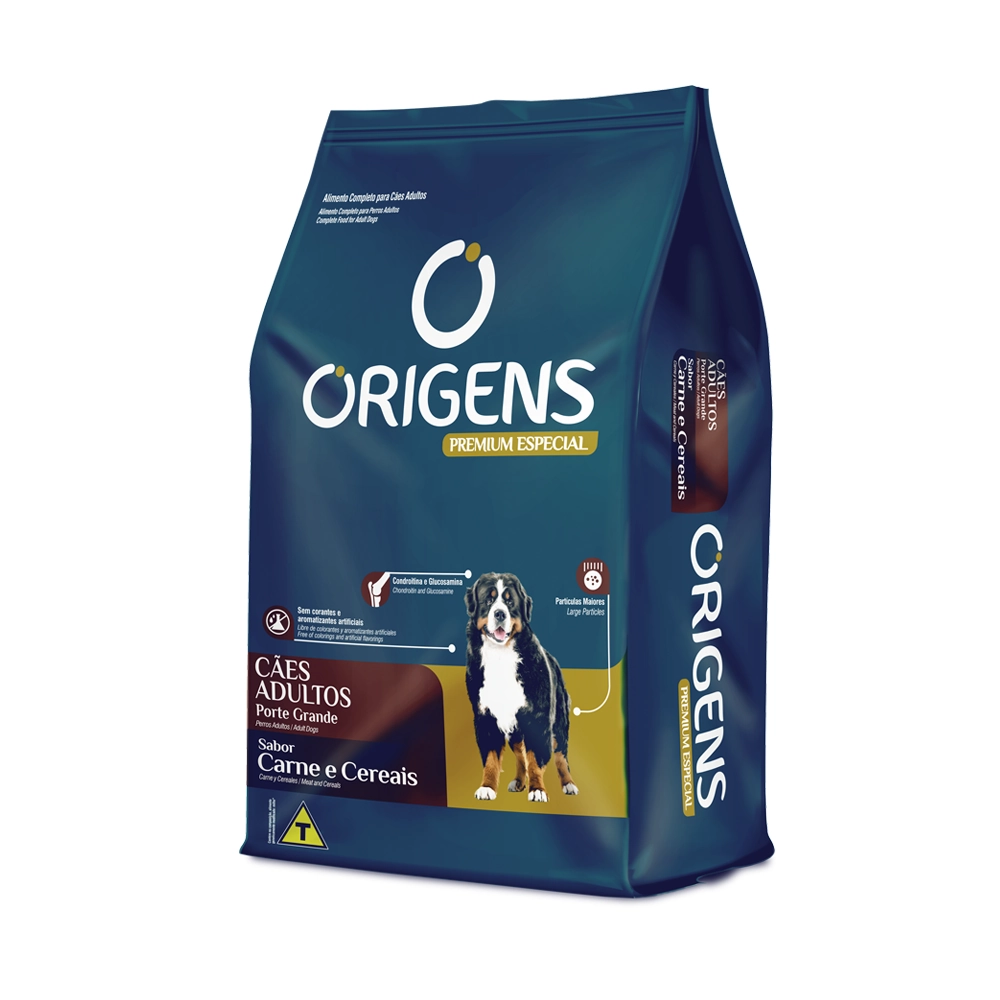 Ração Origens Cães Adultos Grande Carne e Cereais 20kg